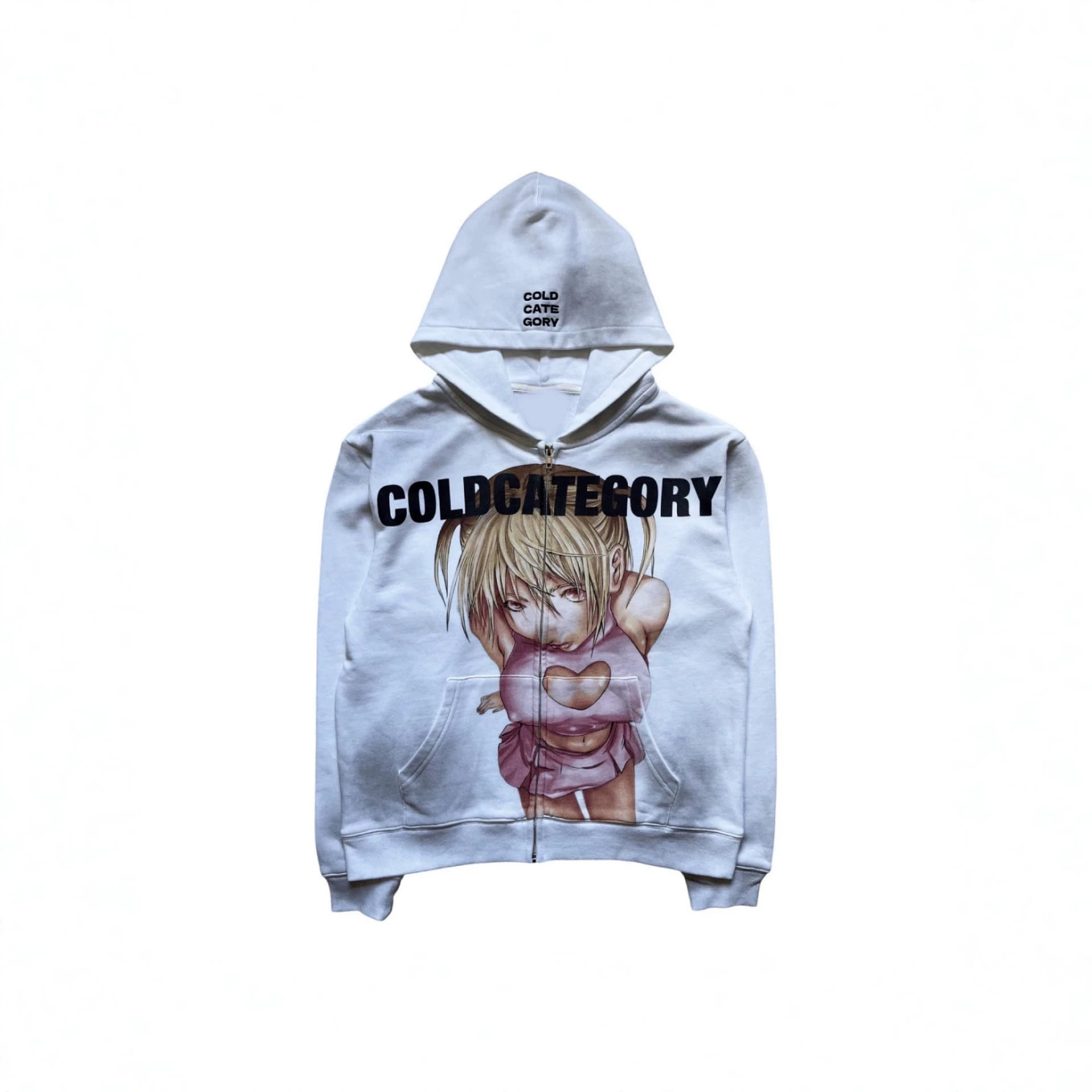 Long Sleeve Zip-Up Y2K Loose Hoodie Sweatshirt Retro Pullover High Street Fashion