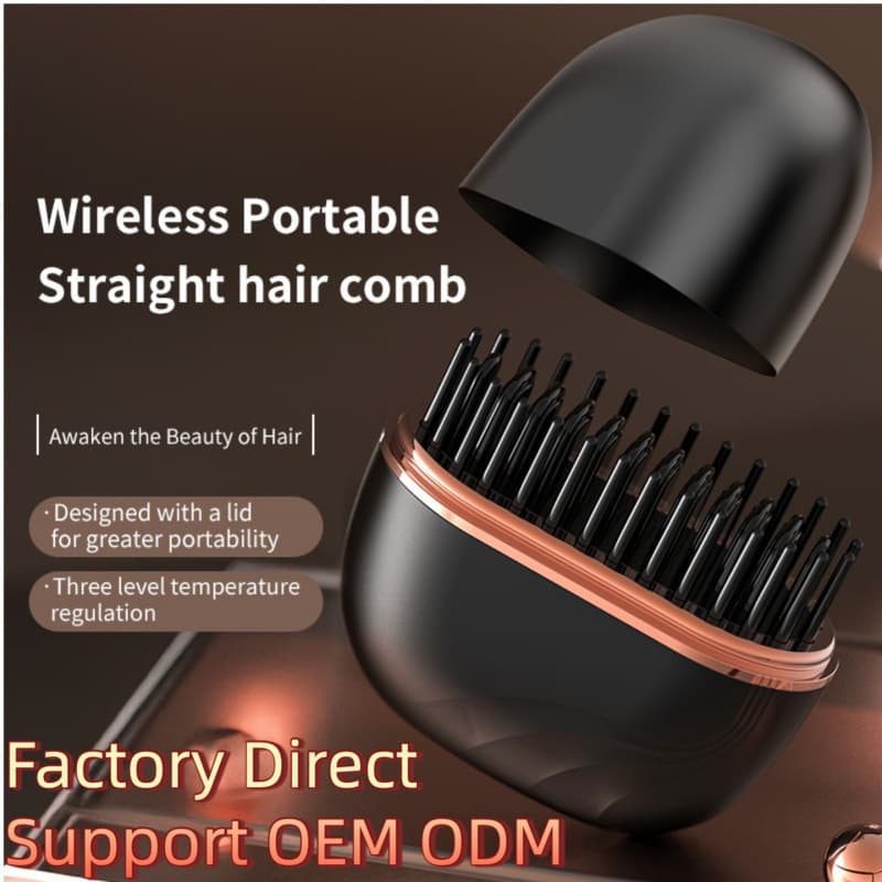 Cross-border Direct Hair Straightening Comb New Hair Straightener Lazy Straight Curling Iron Wireless Straightening Comb Curl and Straight Dual Use