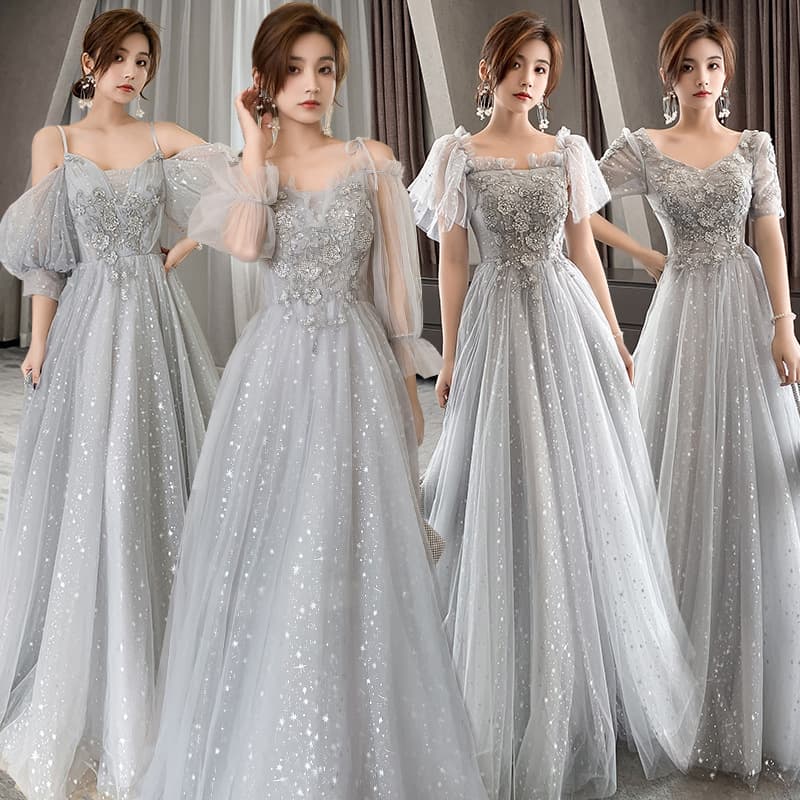Bridesmaid Dress 2026 New Elegant Slim Fit Gray Sisterhood Gown for Performance Evening Wear Simple and Luxurious