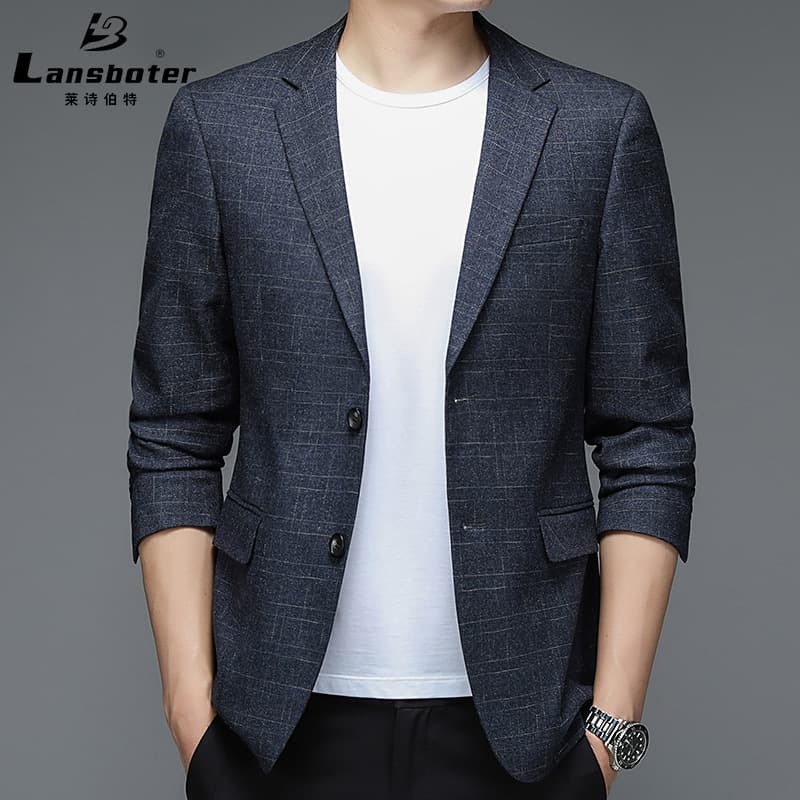 Laishibote Men's Casual Blazer for Spring and Autumn, Korean Slim Fit Suit Jacket